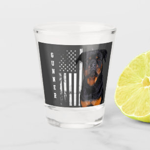 Verre A Shot Drapeau américain cool robuste Rottweiler Chien
