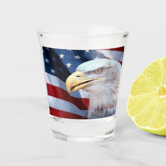 Verre A Shot Drapeau américain et Eagle chauve (Devant)