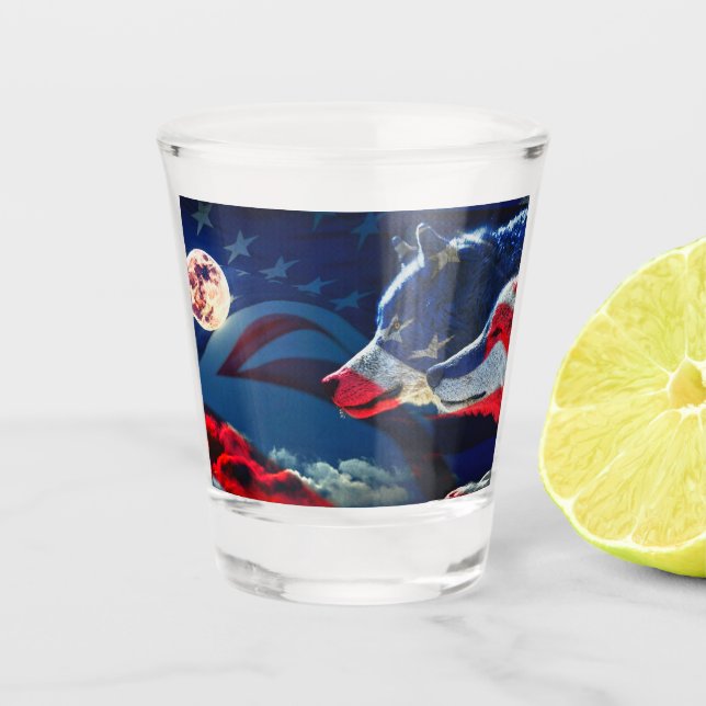 Verre A Shot Drapeau américain Wolf (Devant)