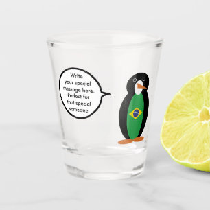 Verre A Shot Drapeau brésilien parlant Ms Penguin Personnalisé
