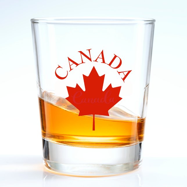 Verre A Shot Drapeau canadien rouge et blanc du Canada (red Canada Canadian flag maple leaf)