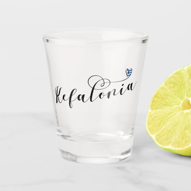 Verre A Shot Drapeau cardiaque de Kefalonia, Céphalonie, Îles g (Devant)
