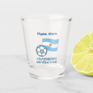 Verre A Shot Drapeau d'Argentine et football personnalisé 