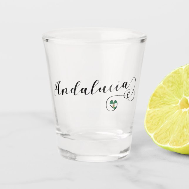 Verre A Shot Drapeau de coeur d'Andalucía, Andalousie, Espagne (Devant)