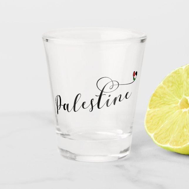 Verre A Shot Drapeau de coeur de Palestine, Palestinien (Devant)