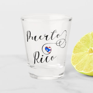 Verre A Shot Drapeau de coeur de Porto Rico, drapeau