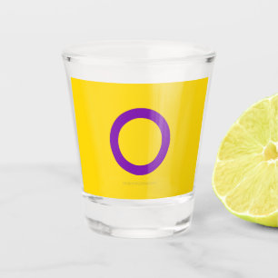 Verre A Shot Drapeau de fierté intersexe de SlipperyJoe's fond