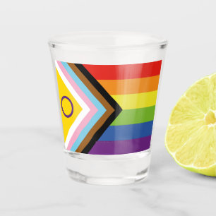 Verre A Shot Drapeau de fierté intersexe de SlipperyJoe's fond