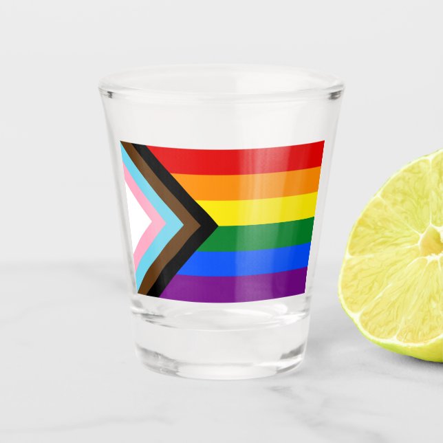 Verre A Shot Drapeau de fierté Progress LGBTQ+ (Devant)