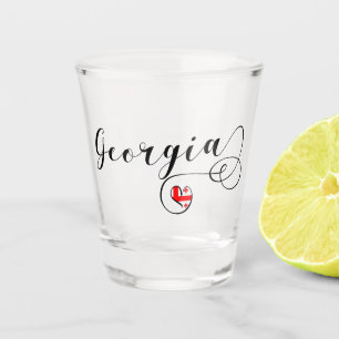 Verre A Shot Drapeau de Goergian au coeur, la Géorgie
