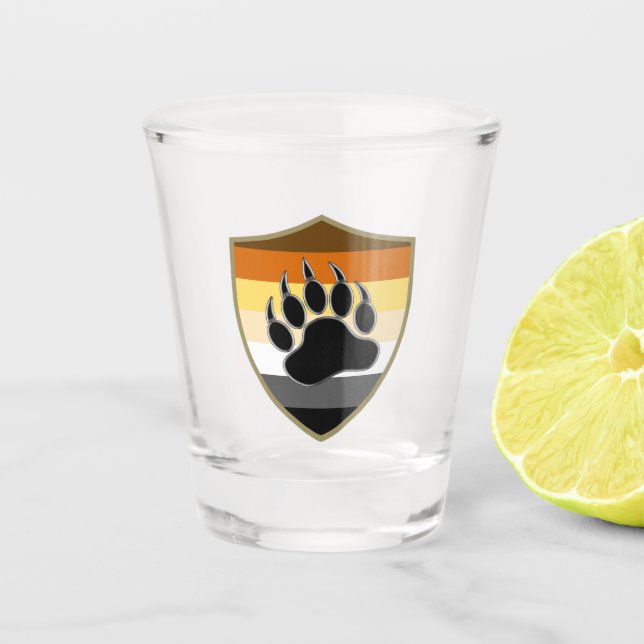 Verre A Shot Drapeau de la fierté des ours gays et Bouclier de  (Devant)