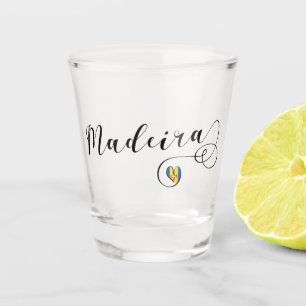 Verre A Shot Drapeau de la Madère de coeur, j'aime la Madère,