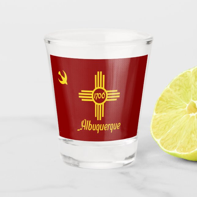 Verre A Shot Drapeau de la ville d'Albuquerque (Devant)