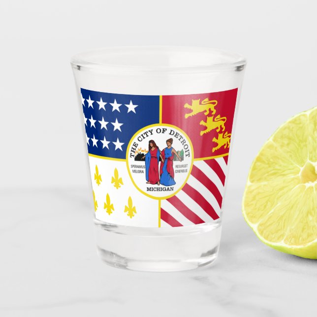 Verre A Shot Drapeau de la ville de Detroit (Devant)