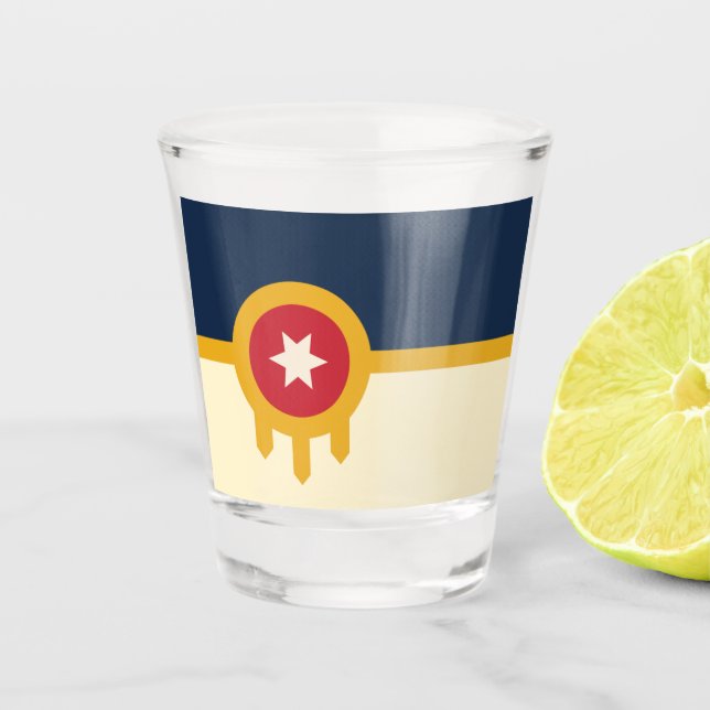 Verre A Shot Drapeau de la ville de Tulsa (Devant)