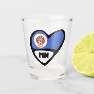 Verre A Shot Drapeau De L'État Du Minnesota En Coeur, MN En Ver