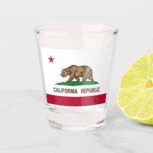 Verre A Shot Drapeau de l'ours de la République de Californie :