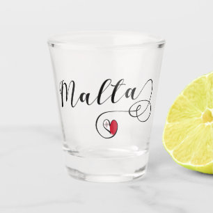Verre A Shot Drapeau de Malte de coeur, maltais