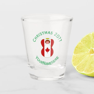 Verre A Shot Drapeau de Noël ange canadien personnalisé