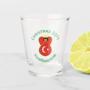Verre A Shot Drapeau de Noël ange turc personnalisé