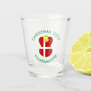 Verre A Shot Drapeau de Noël personnalisé d'ange danois