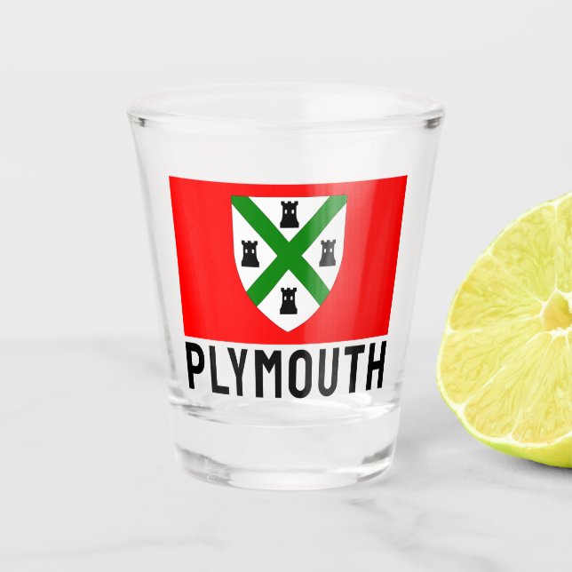 Verre A Shot Drapeau de Plymouth (Angleterre) (Devant)