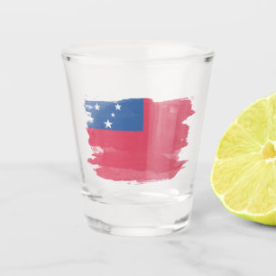 Verre A Shot Drapeau de Samoa brosse trait, drapeau national