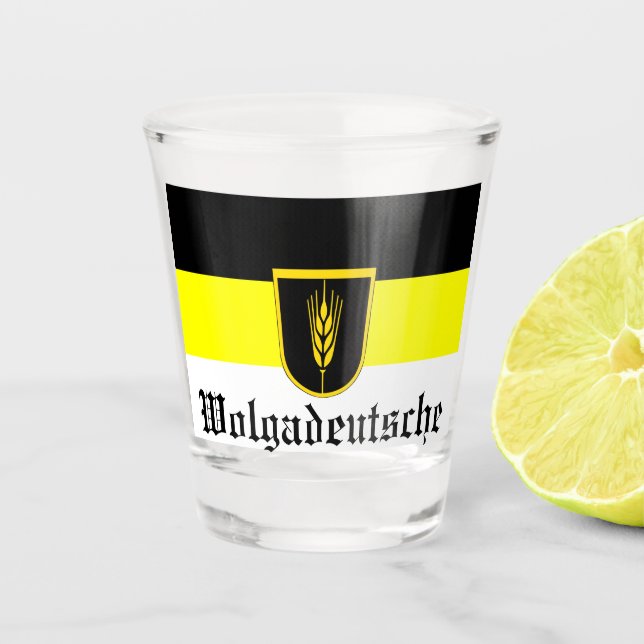 Verre A Shot Drapeau de Wolgadeutsche (version noir/jaune/blanc (Devant)