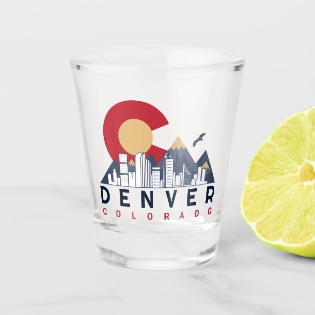 Verre A Shot Drapeau Denver Colorado Camping Randonnées Souveni (Devant)