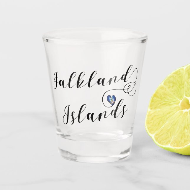 Verre A Shot Drapeau des îles Malouines du Coeur, îles Malouine (Devant)