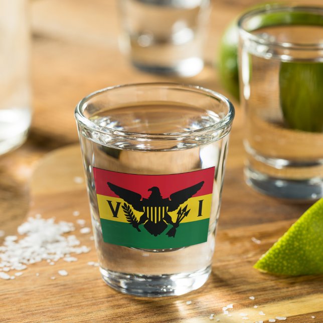 Verre A Shot Drapeau des îles Vierges américaines, Rouge jaune  (Créateur téléchargé)