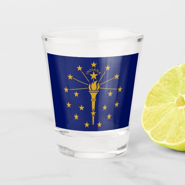 Verre A Shot Drapeau d'État de l'Indiana (Devant)
