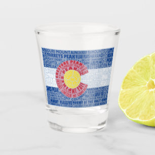 Verre A Shot Drapeau d'État du Colorado Fourteeners 14ers