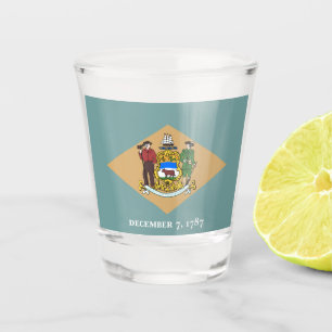 Verre A Shot Drapeau d'État du Delaware (DE, USA)