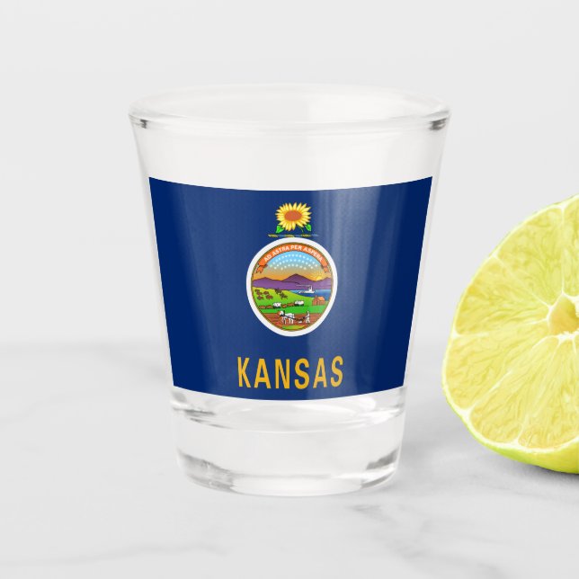 Verre A Shot Drapeau d'État du Kansas (Devant)