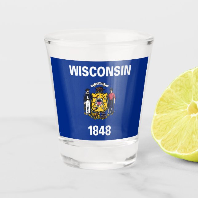 Verre A Shot Drapeau d'État du Wisconsin (Devant)