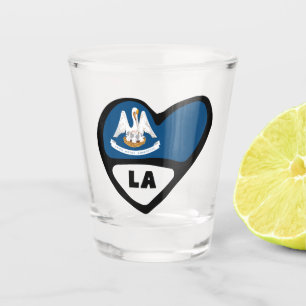 Verre A Shot Drapeau D'État Louisiane En Coeur, LA Tir