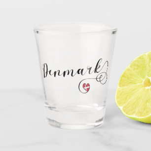 Verre A Shot Drapeau du Danemark au coeur, danois