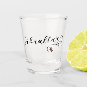 Verre A Shot Drapeau du Gibraltar de coeur, j'aime le