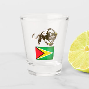 Verre A Shot Drapeau du Guyana avec Jaguar
