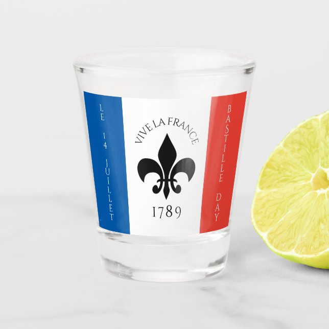 Verre A Shot Drapeau Fleur-de-Lis Tricolore France (Devant)