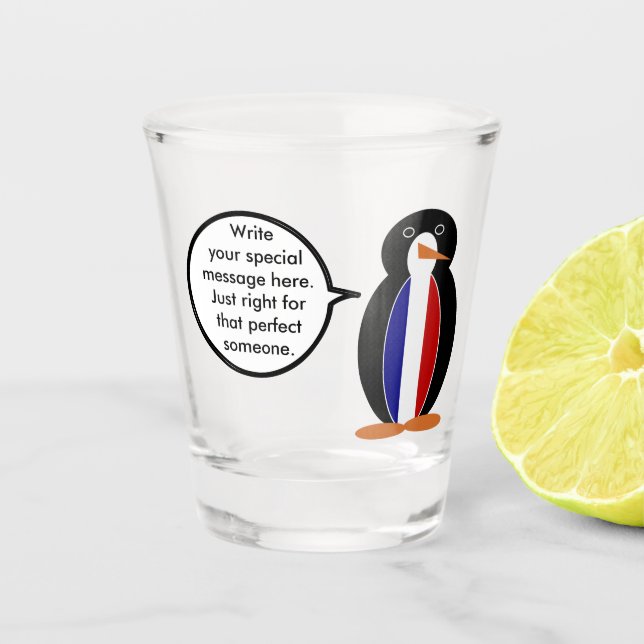 Verre A Shot Drapeau Français Parler de Mme Penguin Personnalis (Devant)