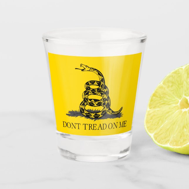 Verre A Shot Drapeau Gadsden jaune classique Ne marchez pas sur (Devant)