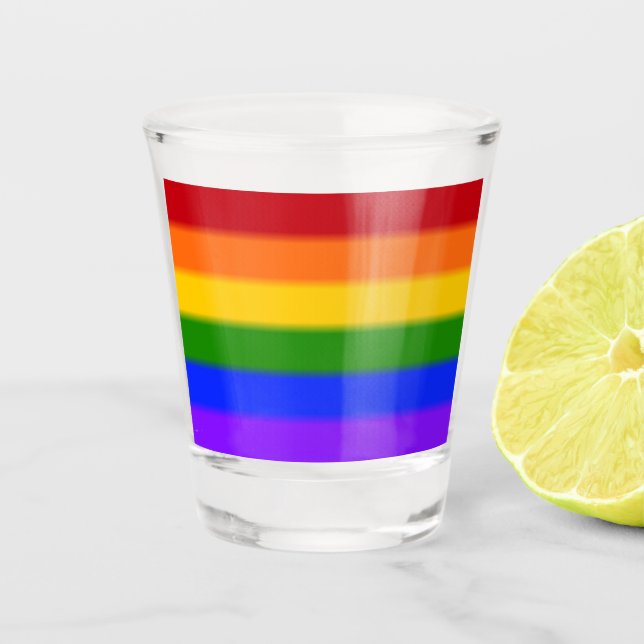 Verre A Shot Drapeau Gay pride arc-en-ciel plat (Devant)