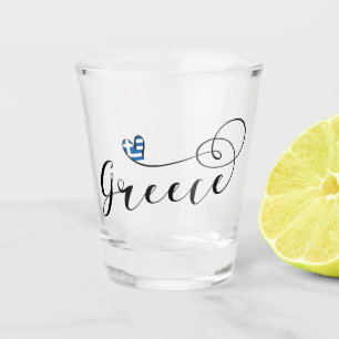 Verre A Shot Drapeau grec au coeur, Grèce