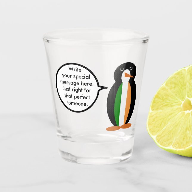 Verre A Shot Drapeau irlandais Parler de Mme Penguin Personnali (Devant)