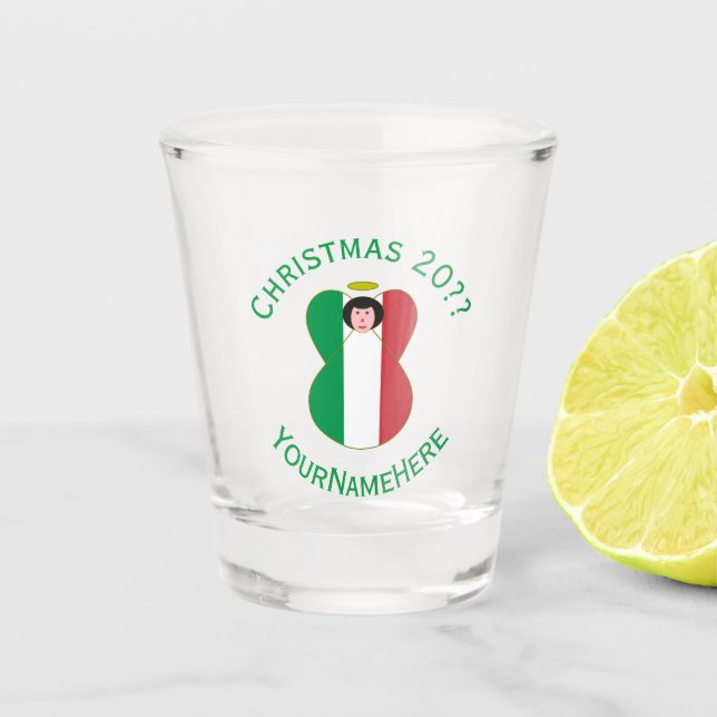 Verre A Shot Drapeau italien Ange de Noël Personnalisé (Devant)