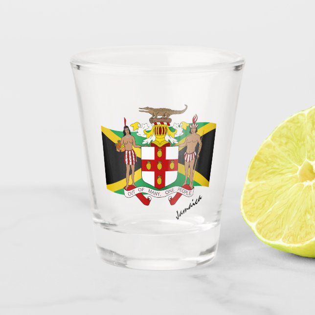 Verre A Shot Drapeau jamaïcain et blason jamaïcain / fête (Devant)