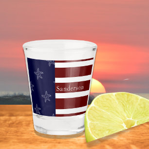 Verre A Shot Drapeau Nautique Américain Rouge Blanc Bleu Aiguil