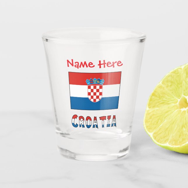 Verre A Shot Drapeau personnalisé de la Croatie  (Devant)
